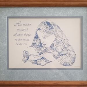 Framed Art with Mother and Child Illustration